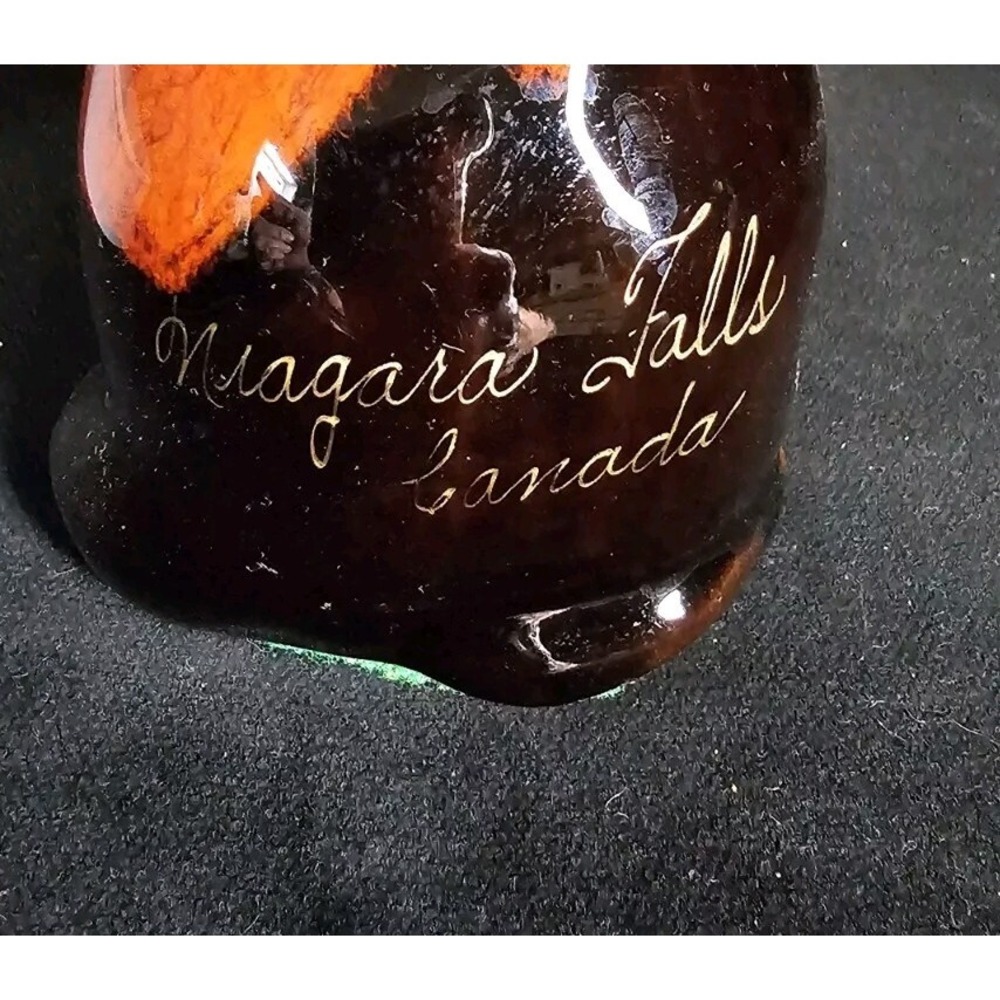 Vintage Canuck Evangeline Pottery Hound Dog Orange Drip Glaze Niagra Falls - Picture 6 of 8
